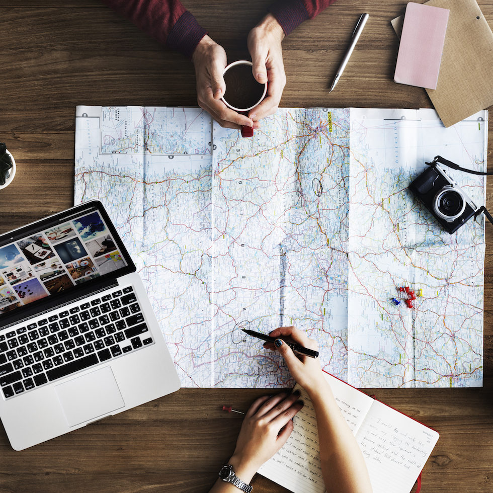 Travel Trip Map Direction Exploration Planning Concept Travel Trip Map Direction Exploration Planning Concept